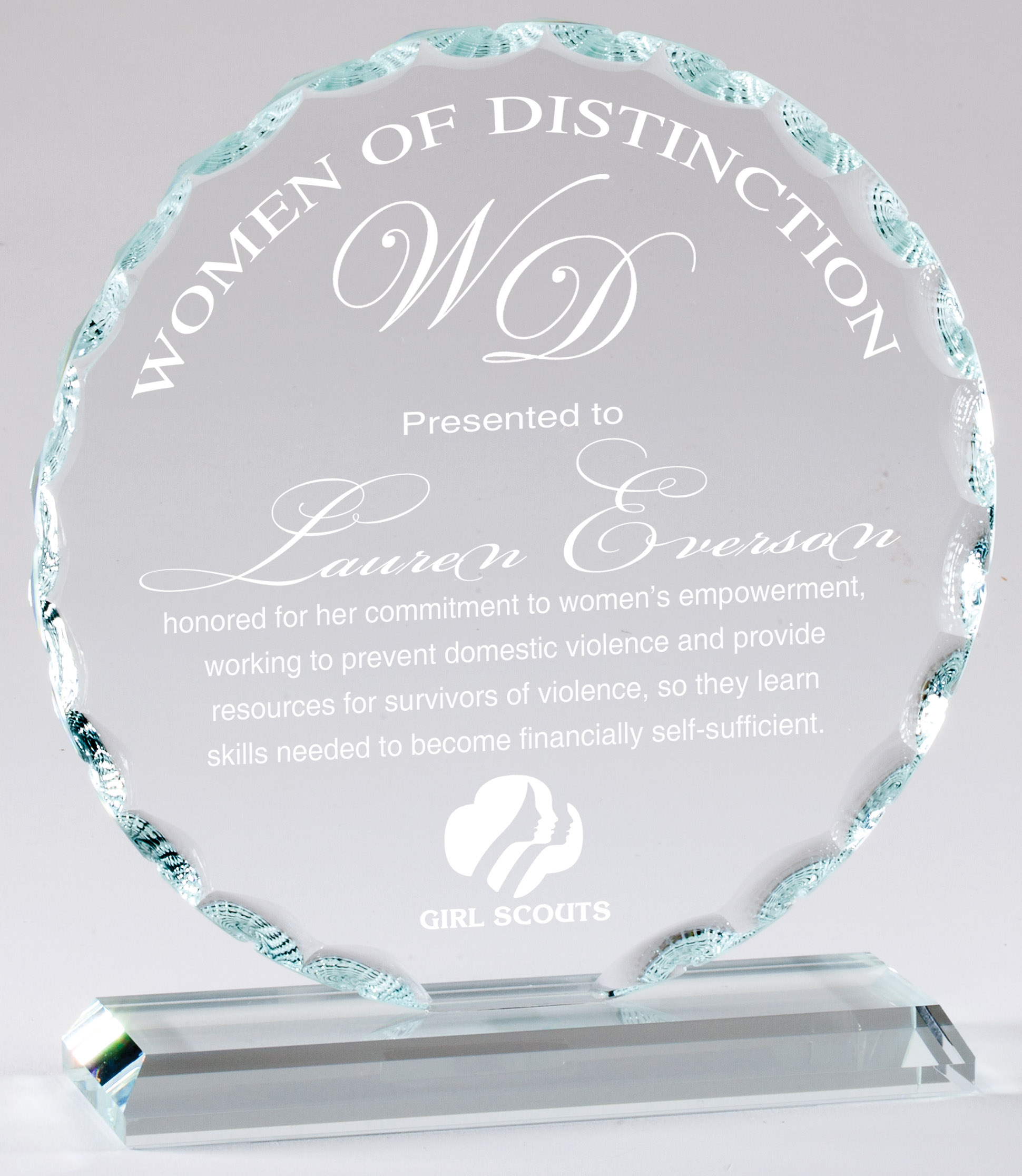 Faceted Glass Circle Award- 3 Sizes (Includes Engraving)