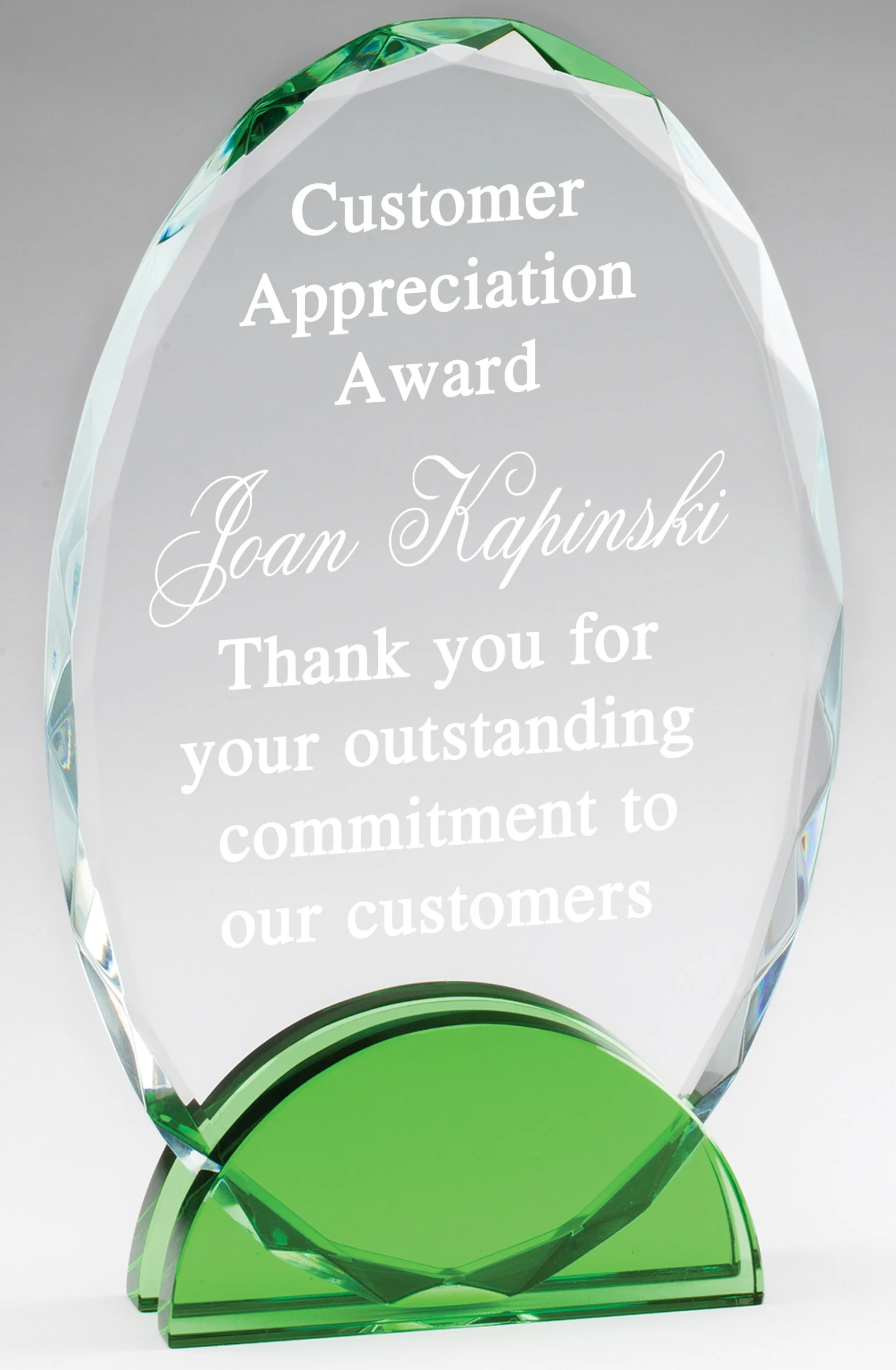 The Kelowna Crystal Award Green- 3 Sizes (Engraving Included)