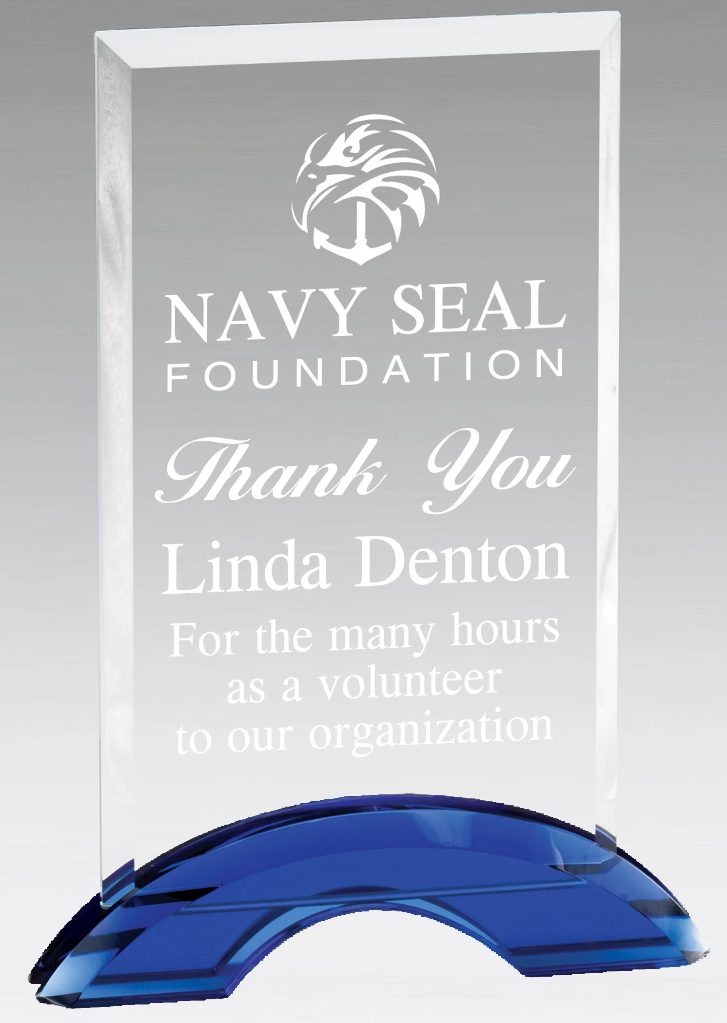 The Richmond Crystal Award Blue- 3 Sizes (Engraving Included)