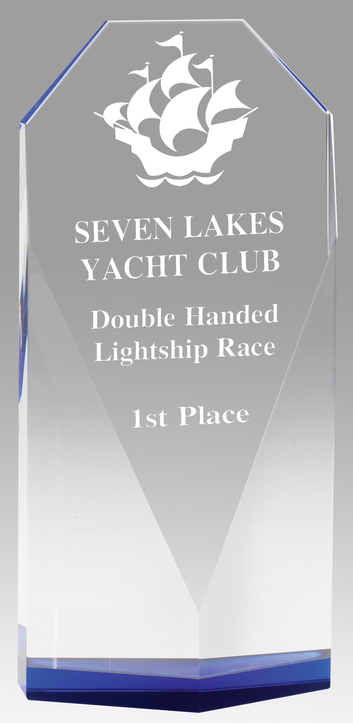 The Terrace Crystal Award Blue- 2 Sizes (Includes Engraving)
