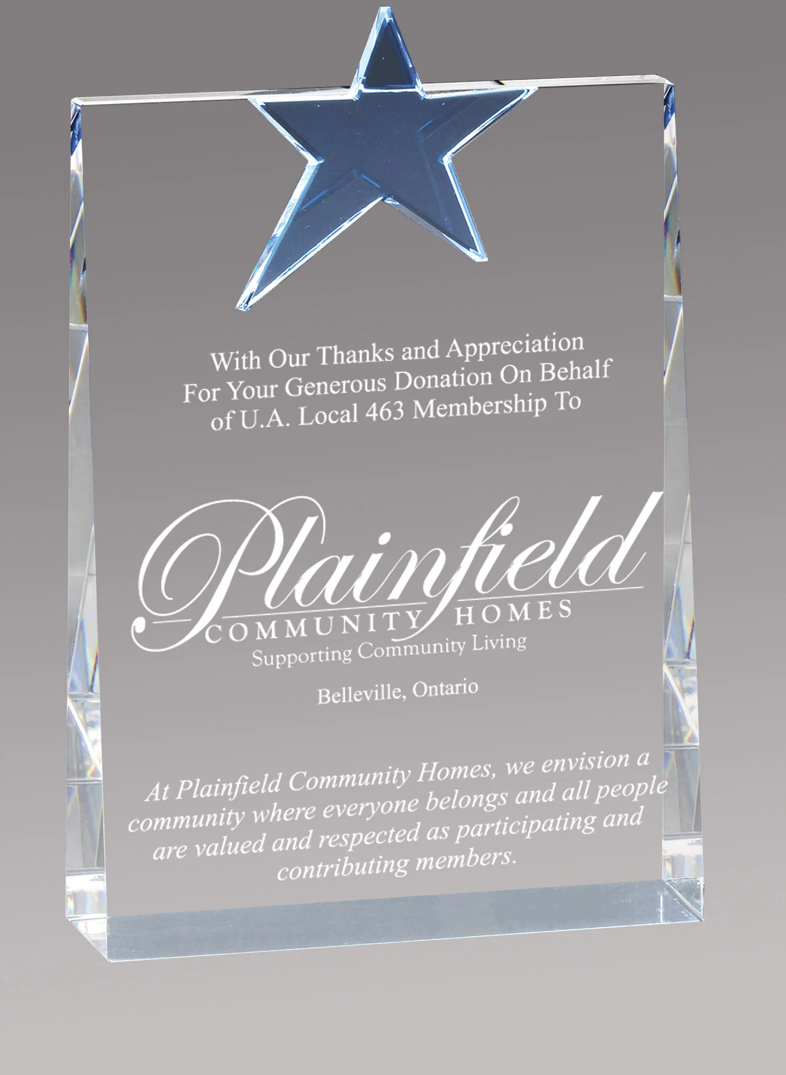 The Steinbach Crystal Star Award 8"  (Includes Engraving)