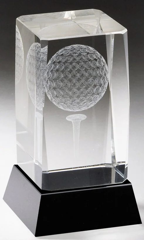 3-D Crystal Golf Award- 2 Sizes (Includes Engraving)