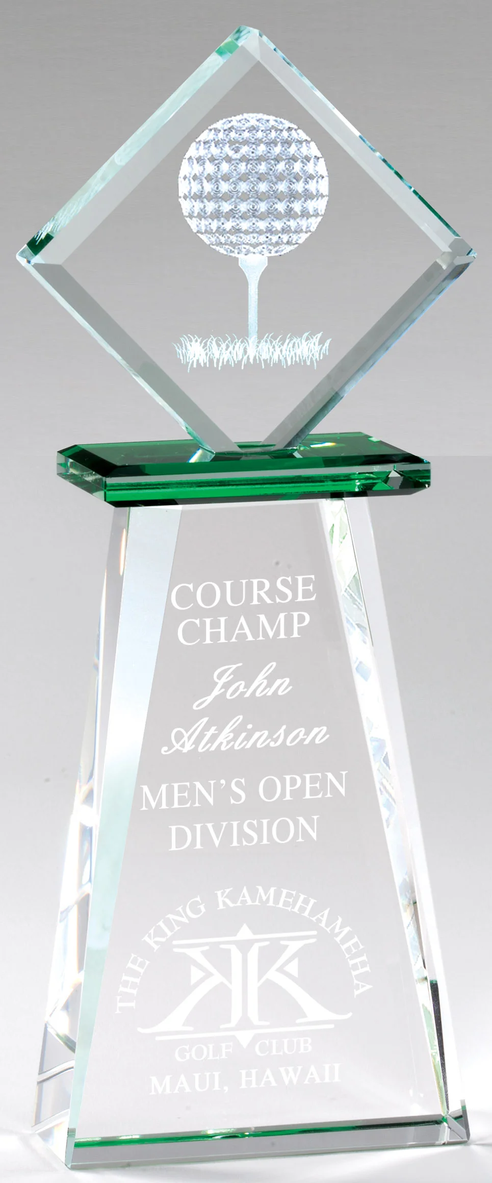 Arcadia Award Crystal Golf 3D- 2 Sizes (Includes Engraving)