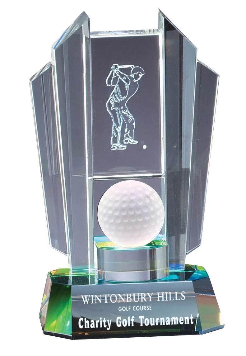 Prism Golf Crystal Award- 3 Sizes (Includes Engraving)