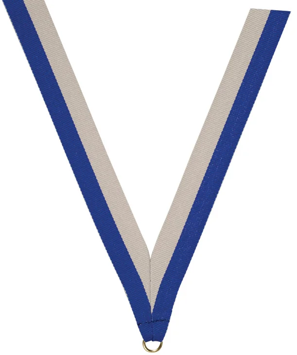 Blue and Grey Ribbon with snap clip 7/8"