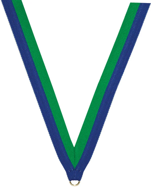 Blue and Green Ribbon with snap clip 7/8"