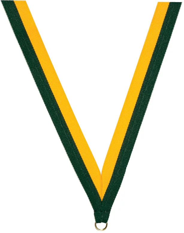 Hunter Green and Gold Ribbon with snap clip 7/8"