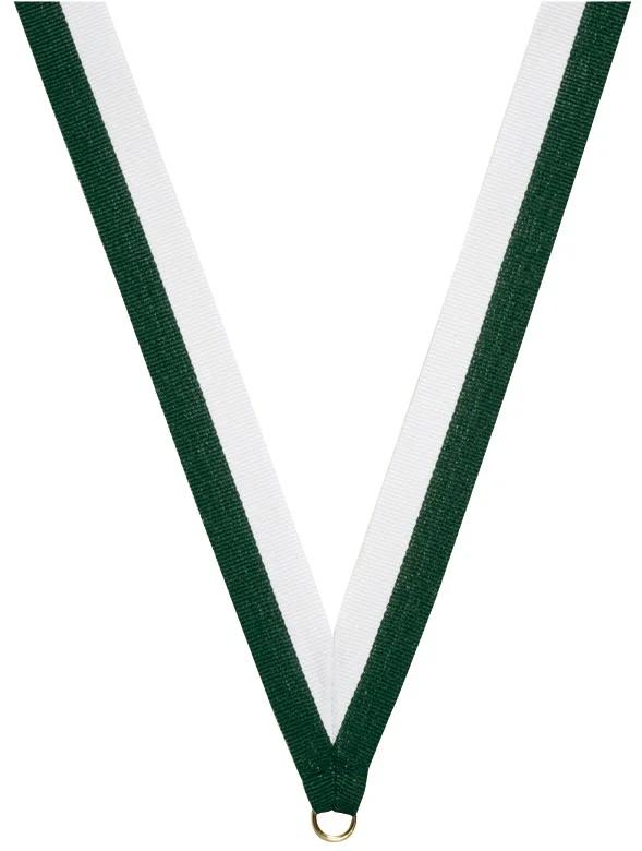 Hunter Green and White Ribbon with snap clip 7/8"