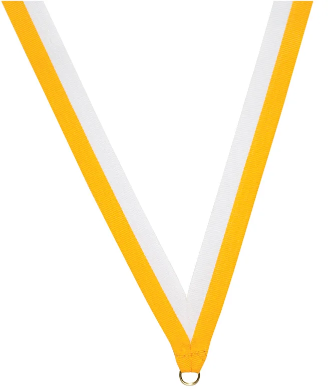 Yellow and White Ribbon with snap clip 7/8"