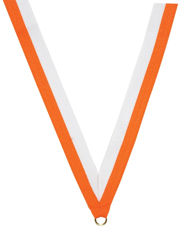 Orange and White Ribbon with snap clip 7/8"