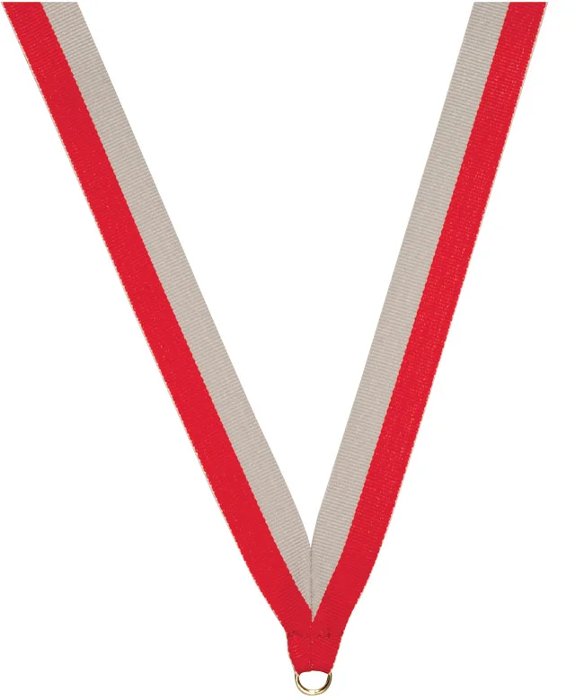 Red and Grey Ribbon with snap clip 7/8"