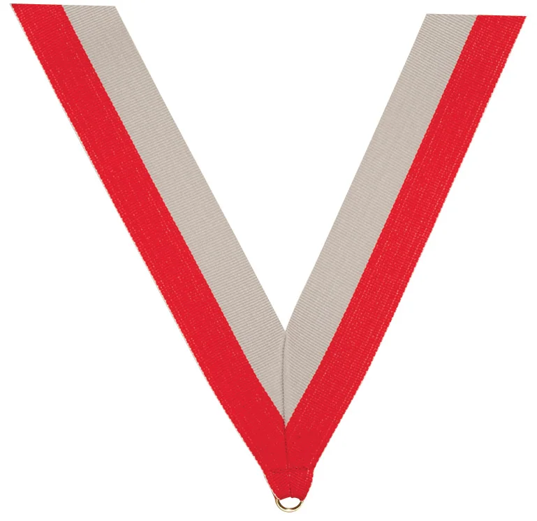 Red and White Ribbon with snap clip 7/8"