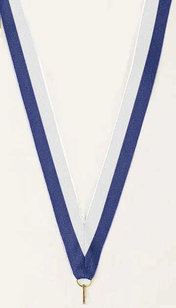 Blue and White Ribbon with snap clip 7/8"