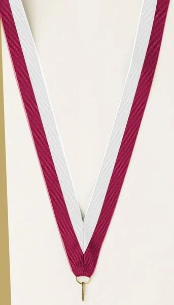 Maroon and White Ribbon with snap clip 7/8"