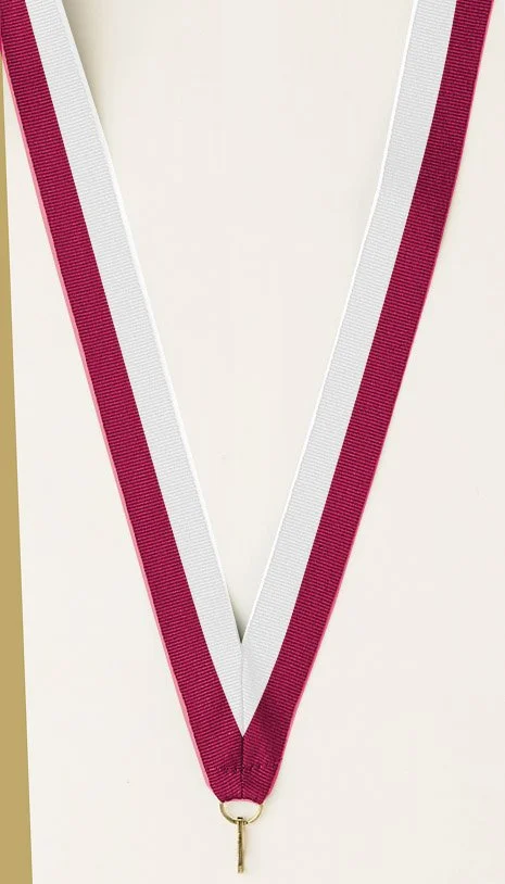 Purple and White Ribbon with snap clip 7/8"