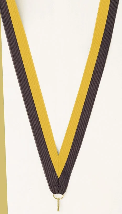 Black and Gold Ribbon with snap clip 7/8"