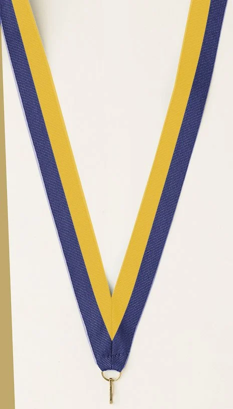 Blue and Gold Ribbon with snap clip 7/8"