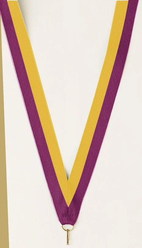 Purple and Gold Ribbon with snap clip 7/8"
