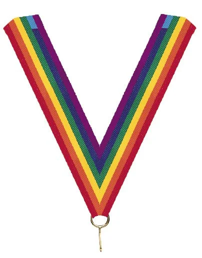 Rainbow ribbon with snap clip 7/8"