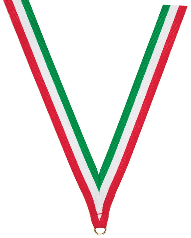 Red Green and White ribbon with snap clip 7/8"