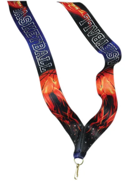 Inferno Basketball ribbon with snap clip 7/8"