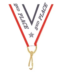 2nd Place ribbon with snap clip 7/8"