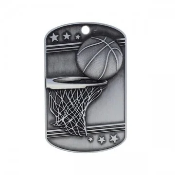 Silver Basketball Dog Tag (Includes beaded chain)