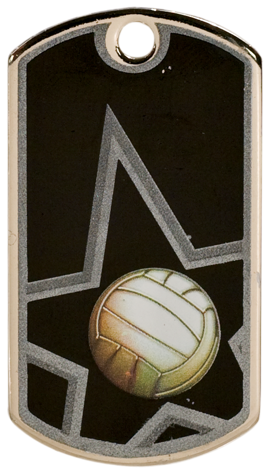 Volleyball Star Dogtag (Includes beaded chain)
