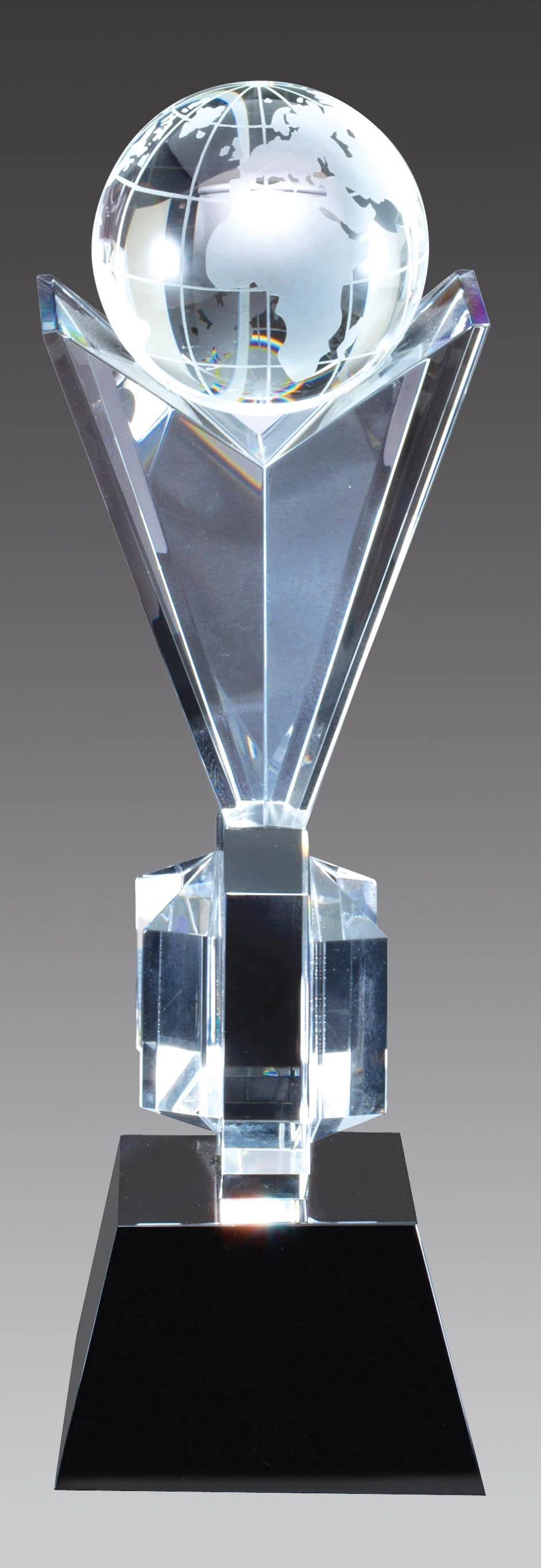 International Globe Award Optic Crystal 12.5"  (Engraving Included)