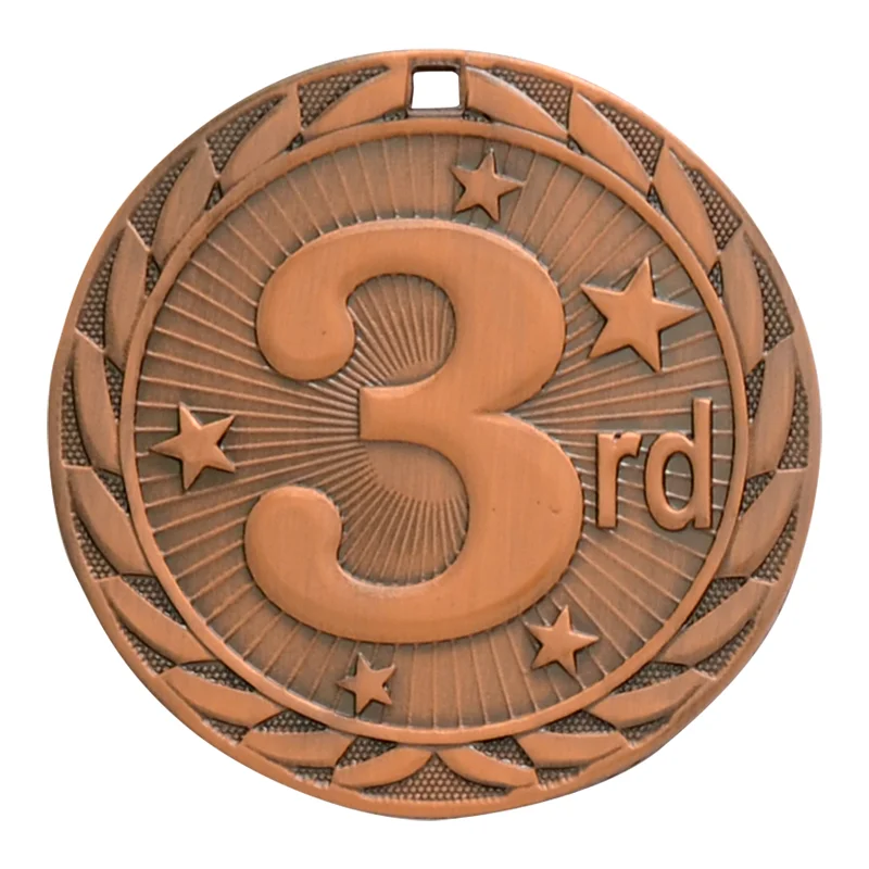 3rd Place Bronze Iron Medal 2" (Includes Ribbon)