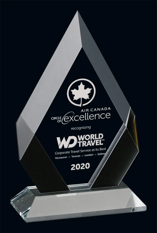 Delta Black Crystal Award- 2 Sizes (Engraving Included)