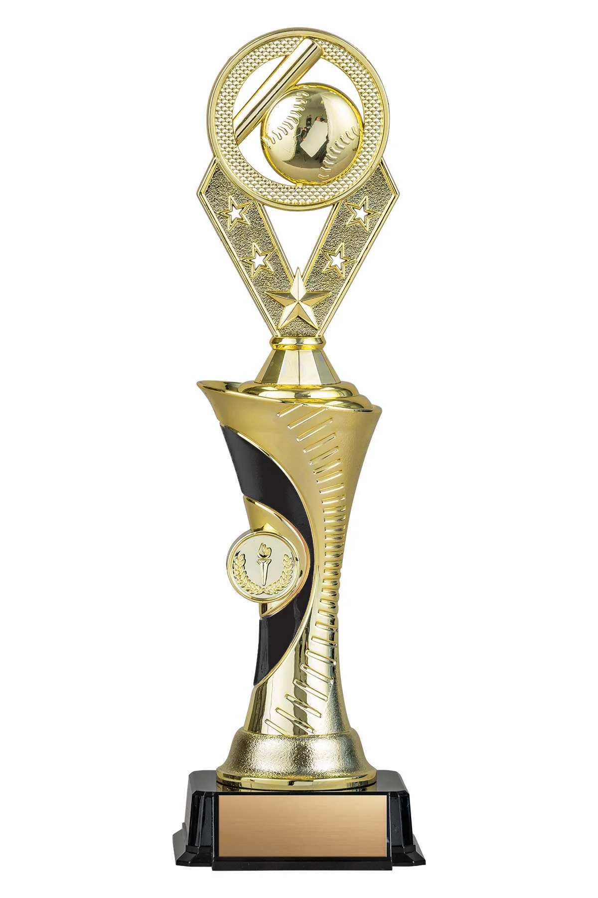 Baseball Gold/Back Alpha-1 Trophy- 3 Sizes (Includes Engraving)