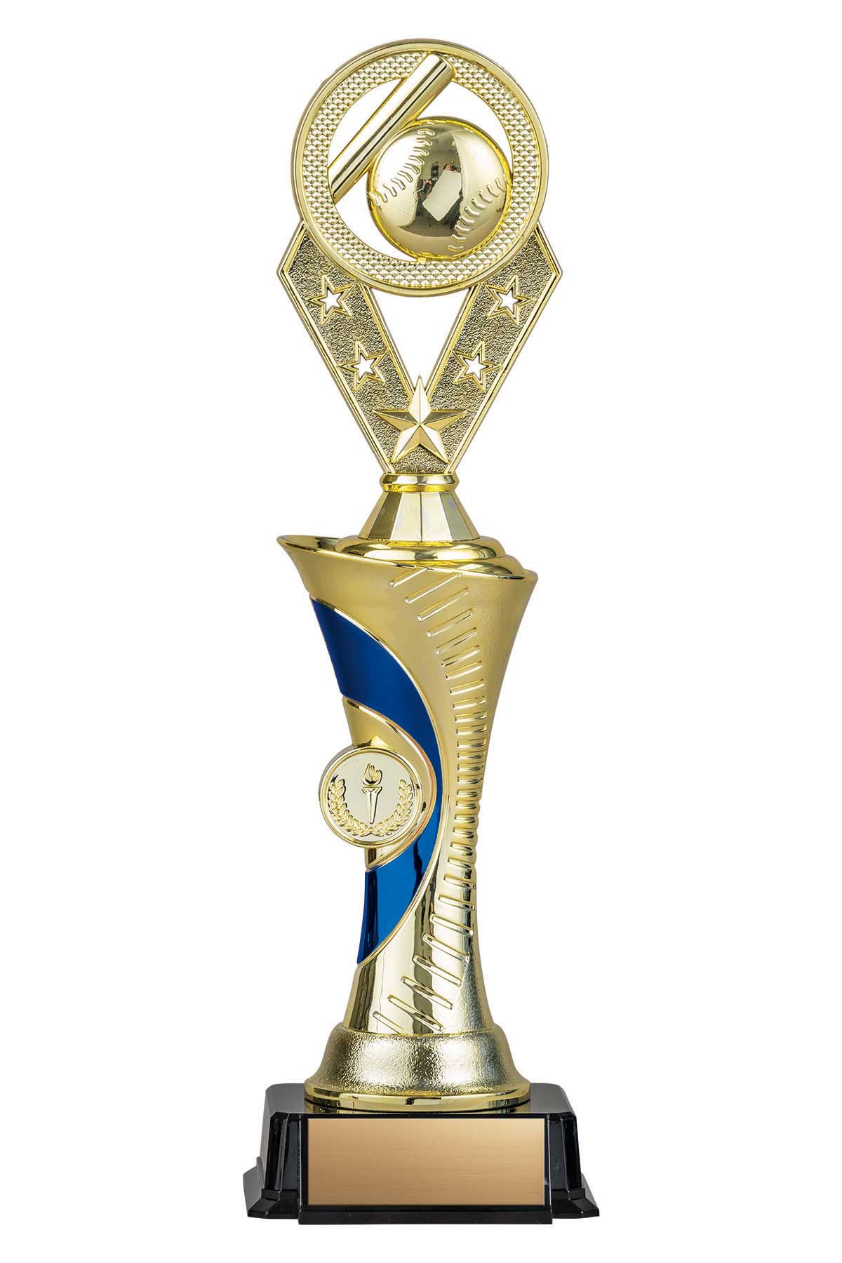 Baseball Gold/Blue Alpha-1 Trophy- 3 Sizes (Includes Engraving)