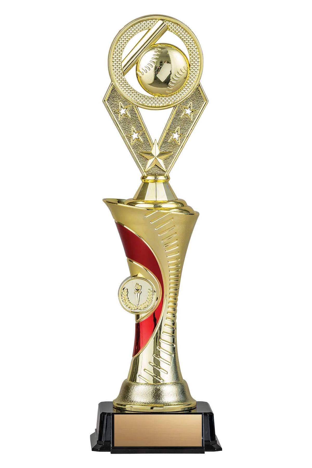 Baseball Gold/Red Alpha-1 Trophy- 3 Sizes (Includes Engraving)