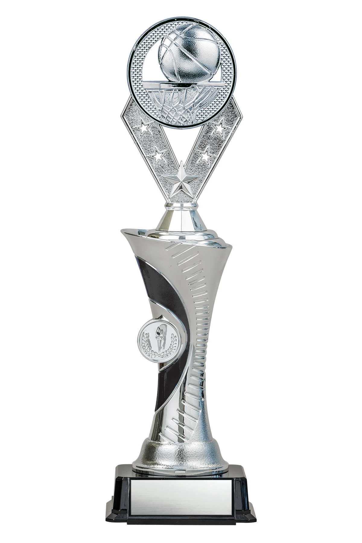 Basketball Silver/Black Alpha-1 Trophy- 3 Sizes (Includes Engraving)