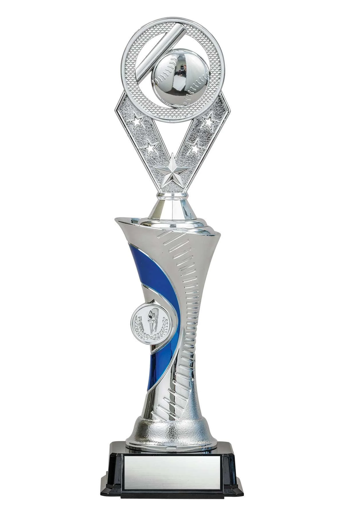 Baseball Silver/Blue Alpha-1 Trophy- 3 Sizes (Includes Engraving)