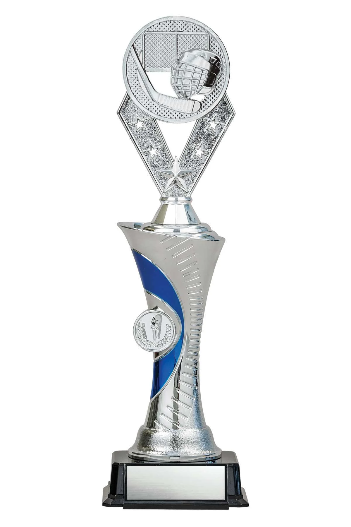 Hockey Silver/Blue Alpha-1 Trophy- 3 Sizes (Includes Engraving)