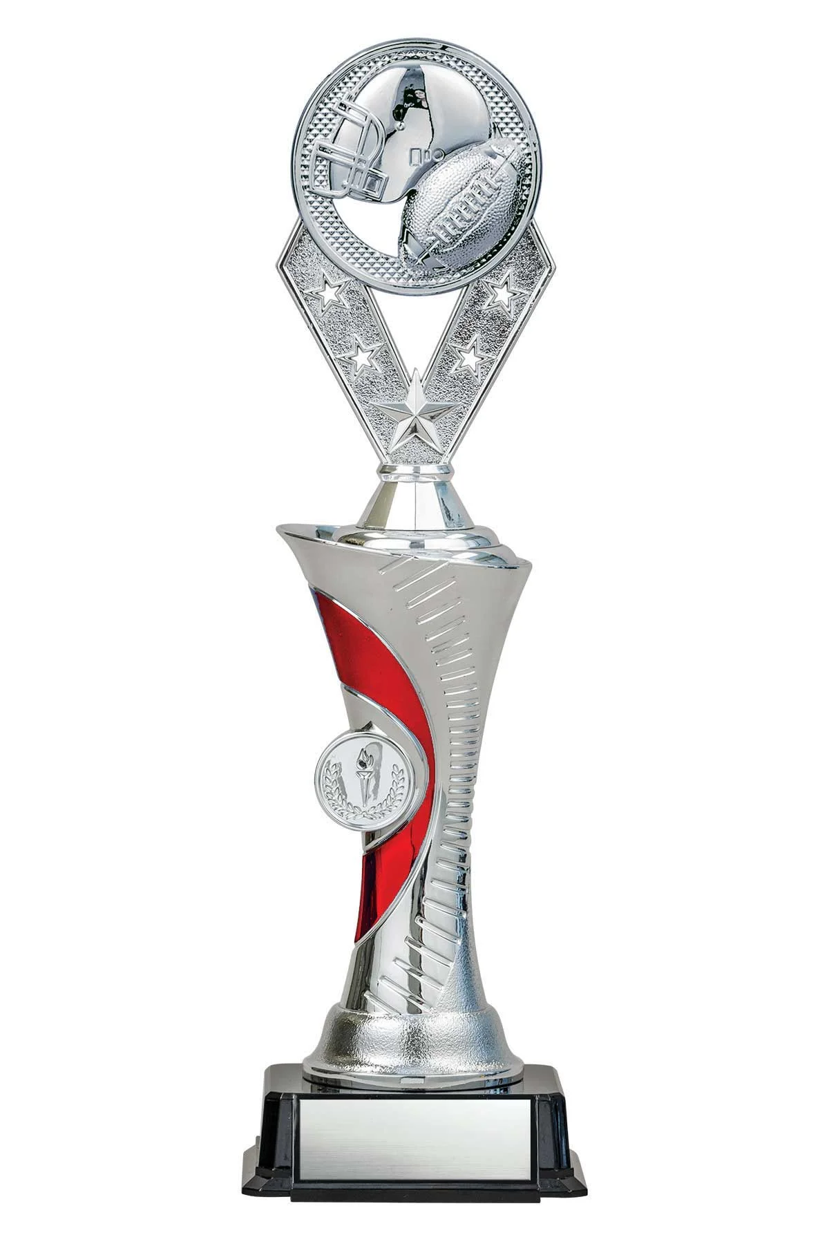 Football Silver/Red Alpha-1 Trophy- 3 Sizes (Includes Engraving)