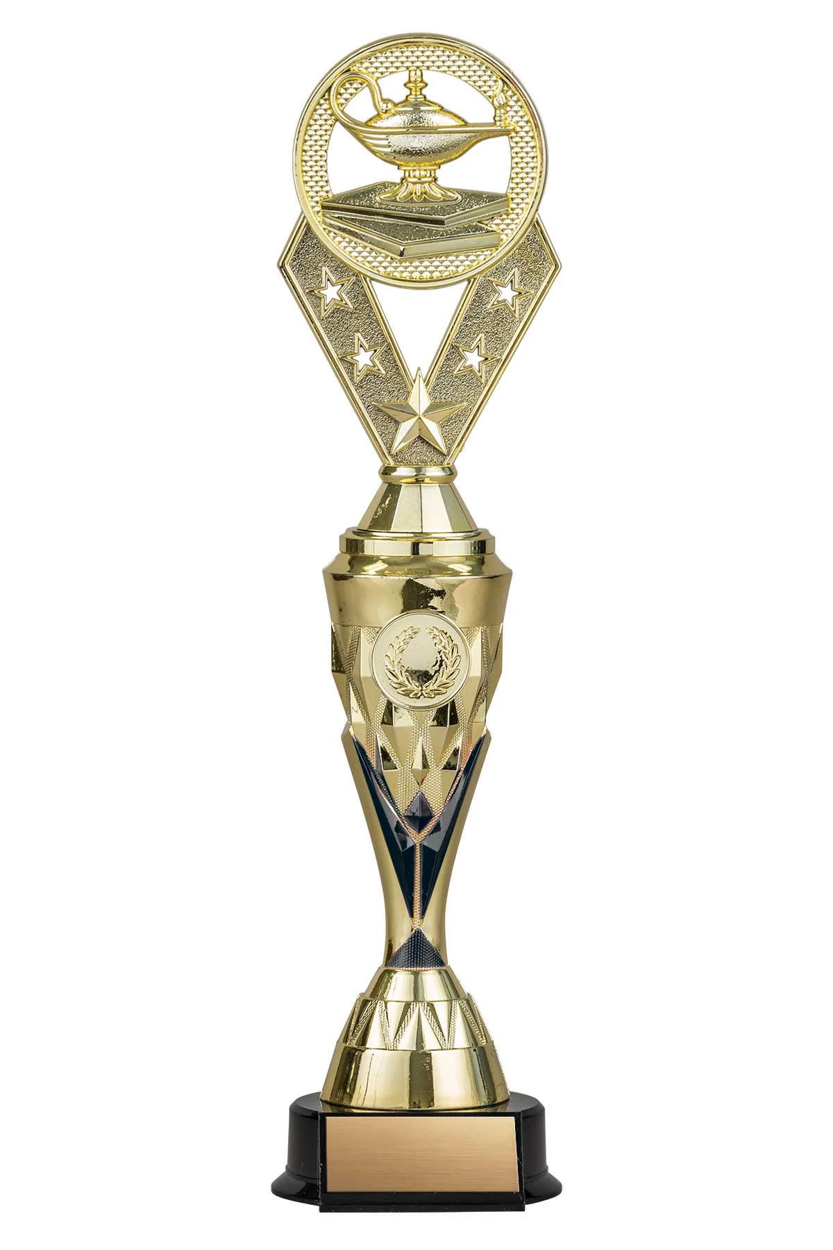 Lamp of Knowledge Gold/Black Alpha-2 Trophy- 2 Sizes (Includes Engraving)