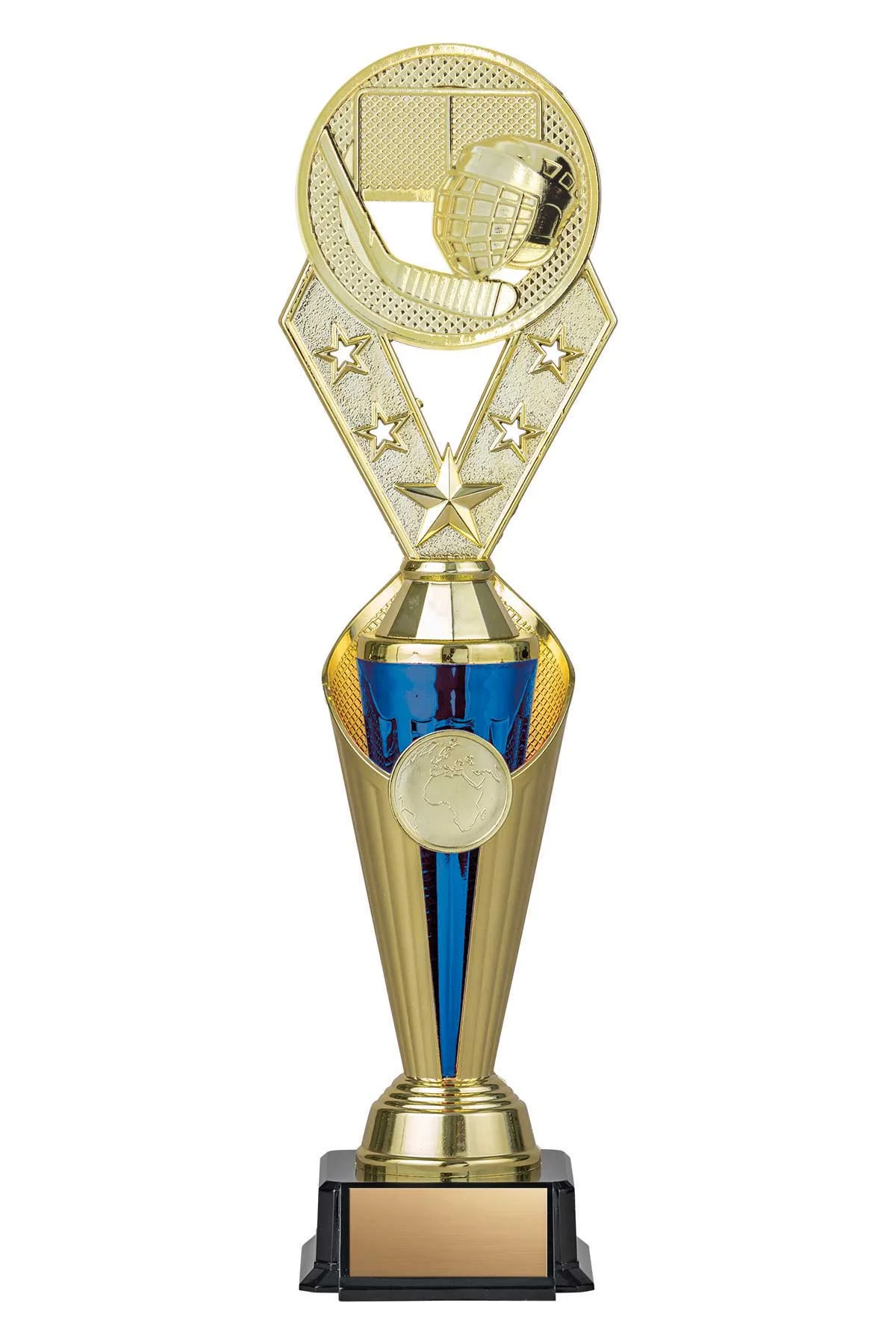 Hockey Gold/Blue Alpha-3 Trophy- 3 Sizes (Includes Engraving)
