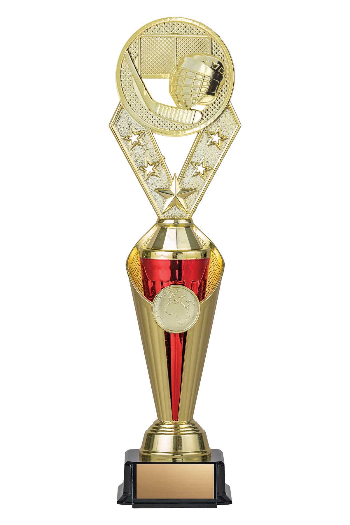 Hockey Gold/Red Alpha-3 Trophy- 3 Sizes (Includes Engraving)