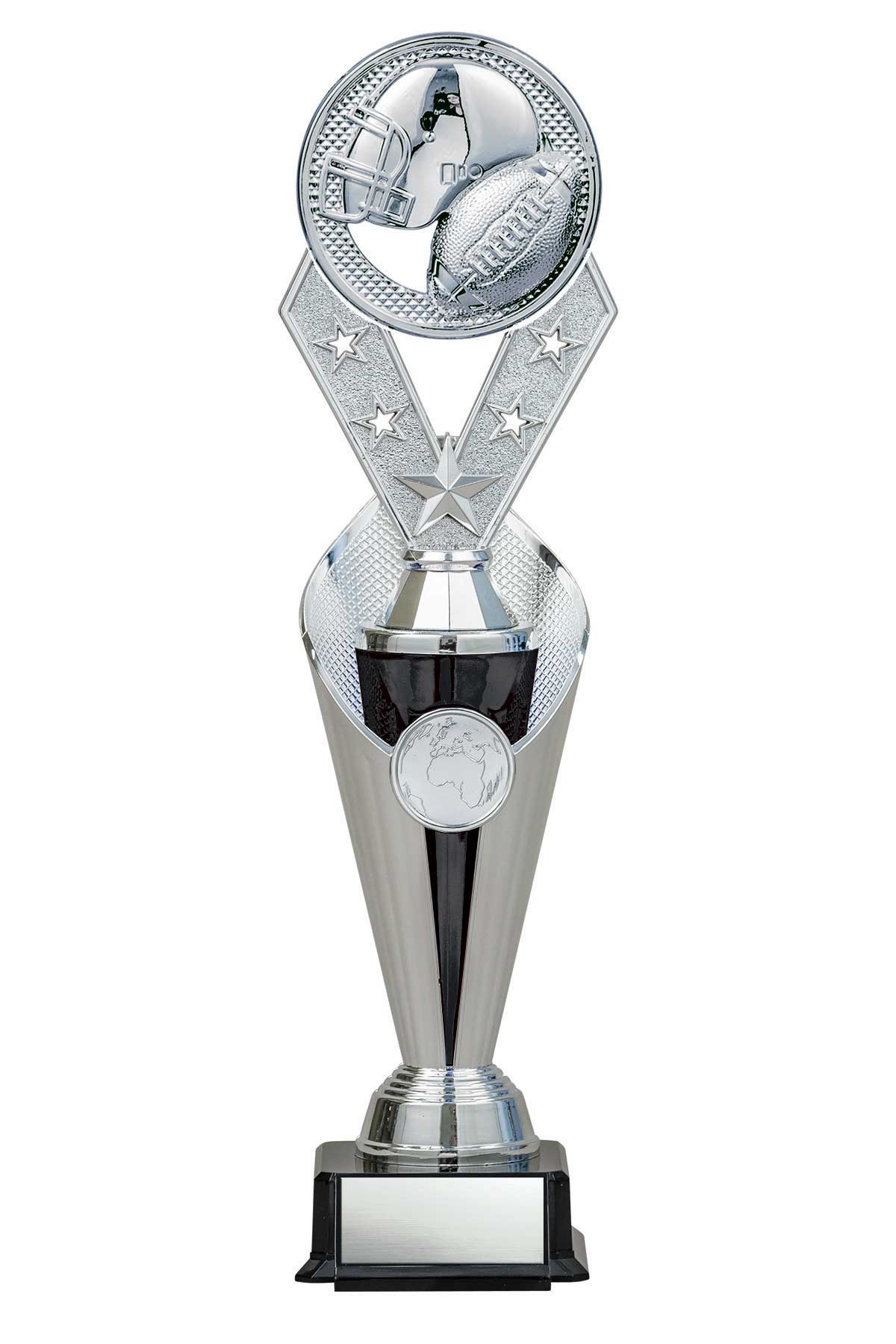 Football Silver/Black Alpha-3 Trophy- 3 Sizes (Includes Engraving)