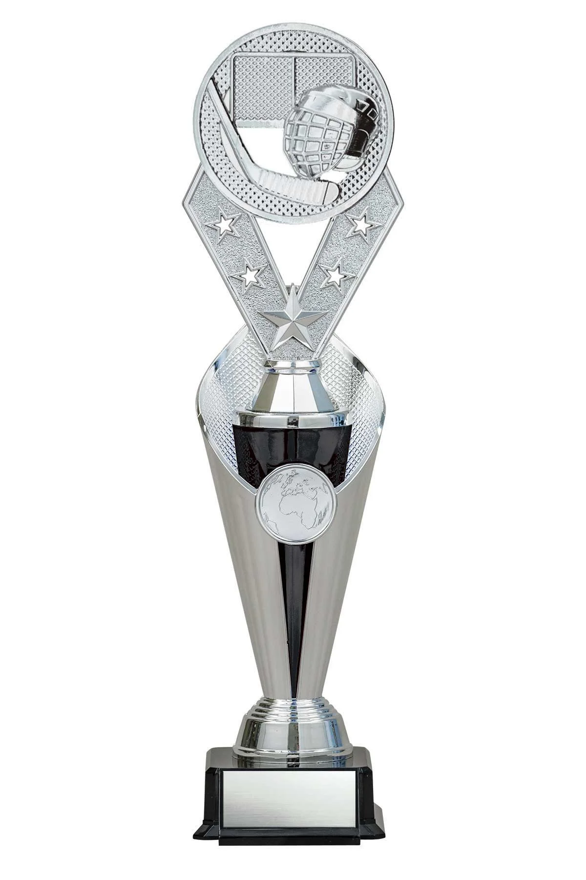 Hockey Silver/Black Alpha-3 Trophy- 3 Sizes (Includes Engraving)