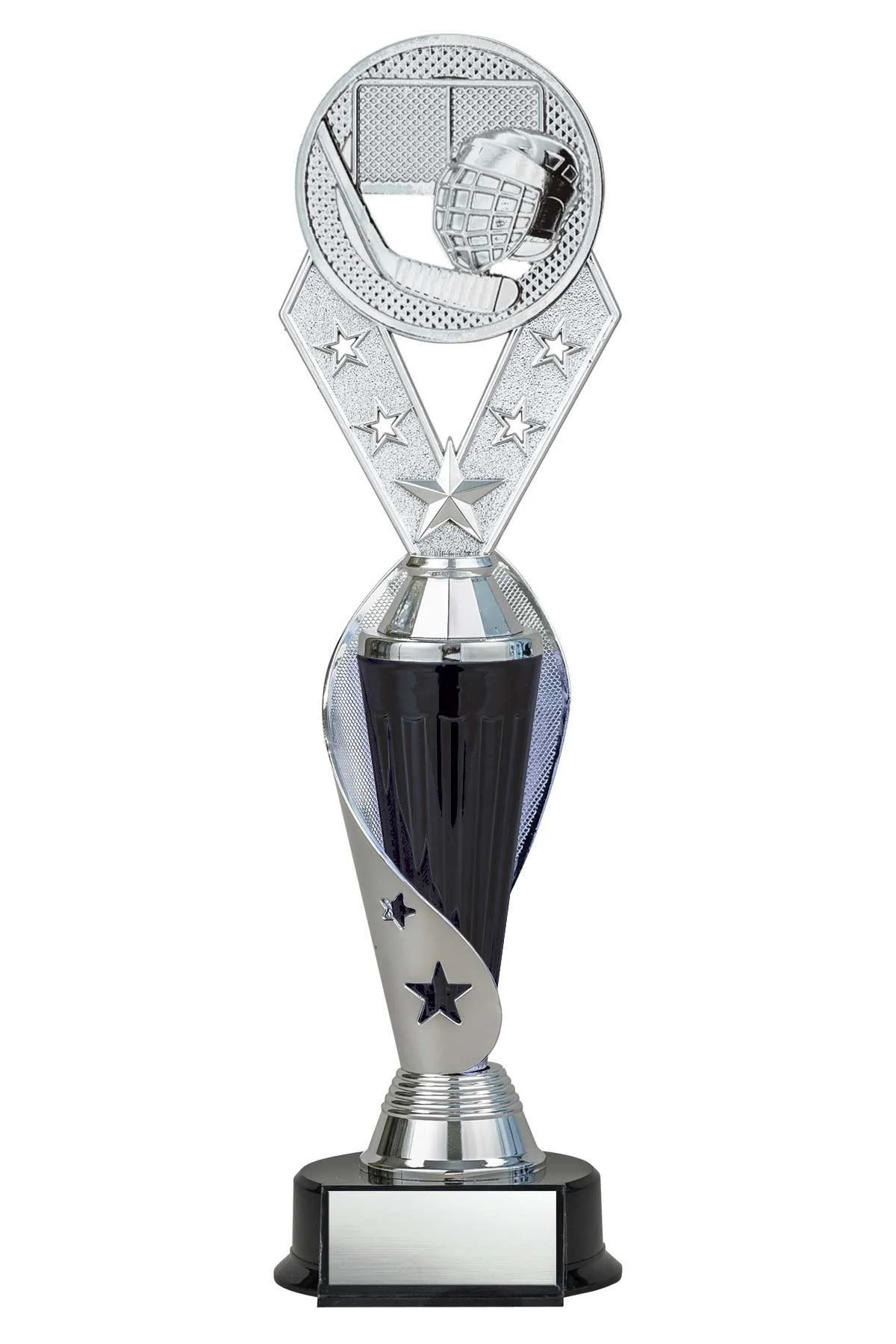 Hockey Black/Silver Alpha-4 Trophy- 3 Sizes (Includes Engraving)