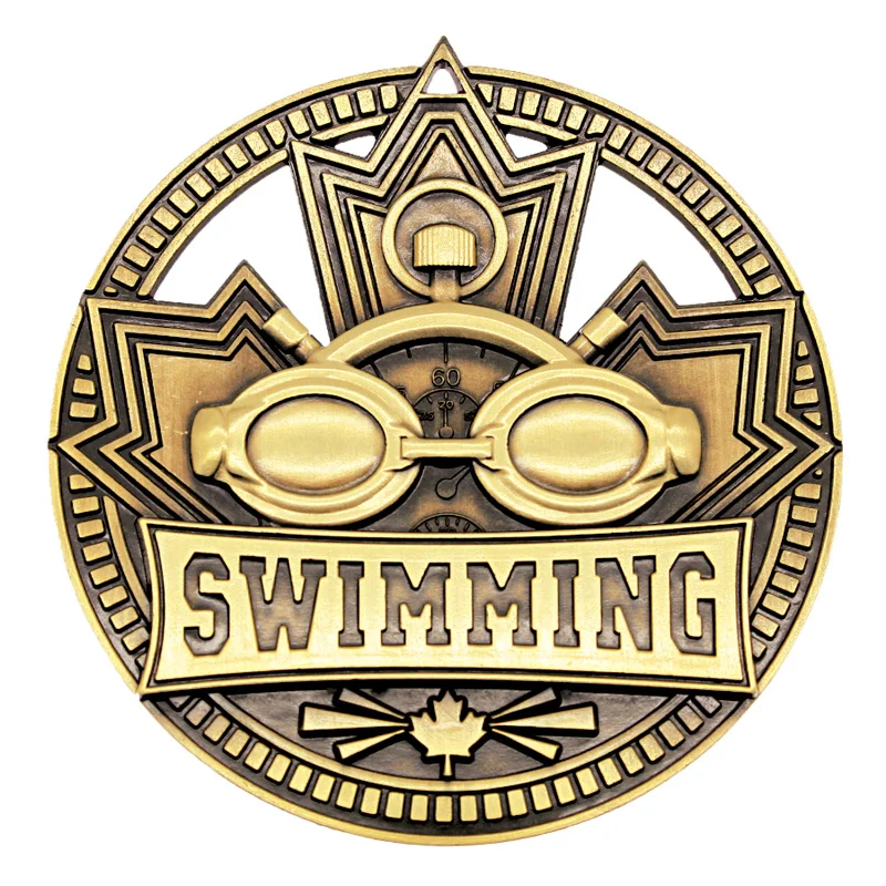 Swimming Patriot Series Medal  2.75" (Includes Ribbon)
