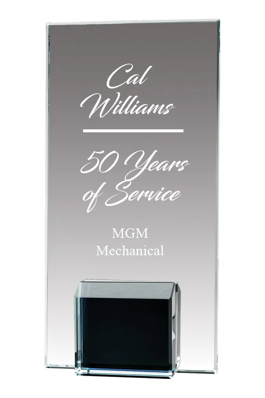 Black Gemstone Glass Award- 2 Sizes (Includes Engraving)
