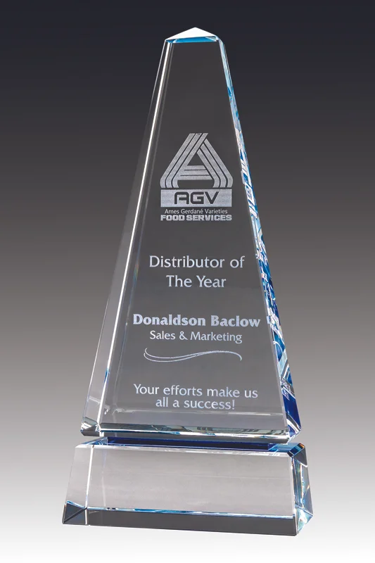 Marker Tower Cobalt Crystal Award- 2 Sizes (Engraving Included)