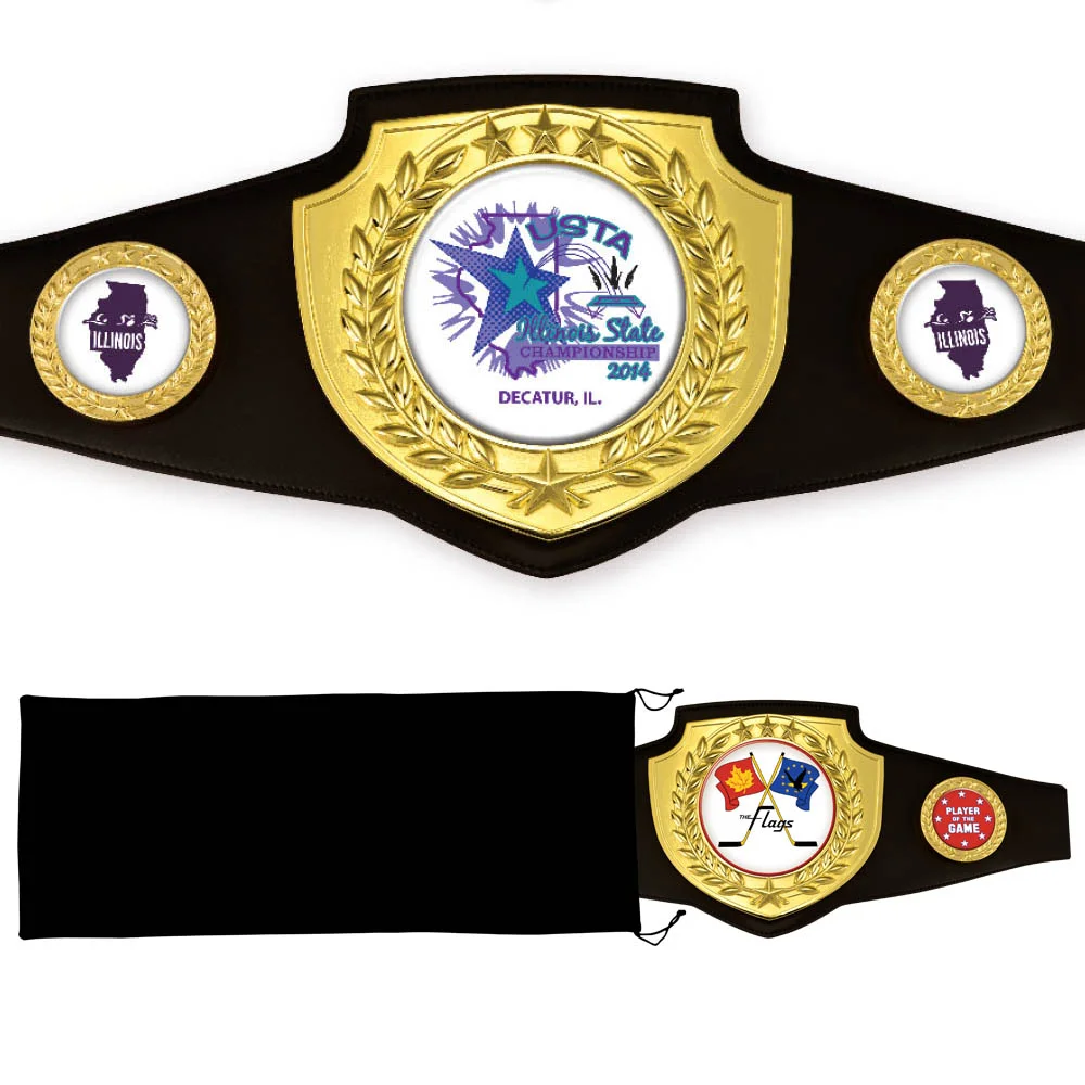 Classic Shield Champion Bright Gold Belt (Includes Custom Insert)