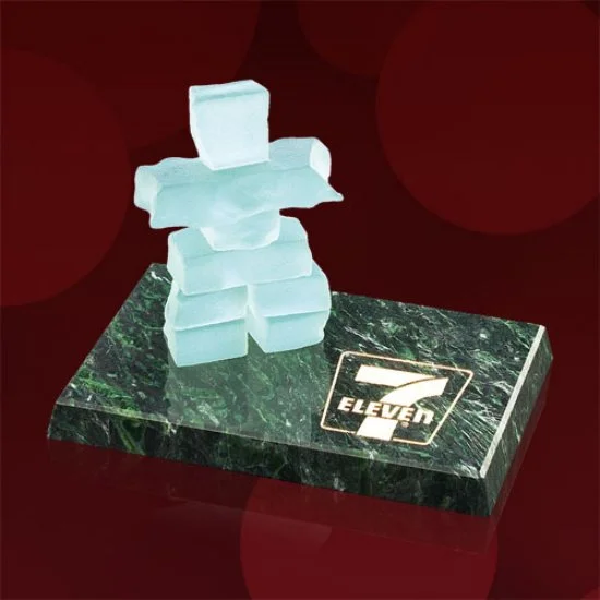 Inukshuk Award on Green Marble Base- 5 Sizes (Includes Engraving)