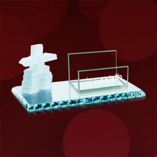 Inukshuk Cardholder - Jade Chipped Edge 3" (Includes Engraving)